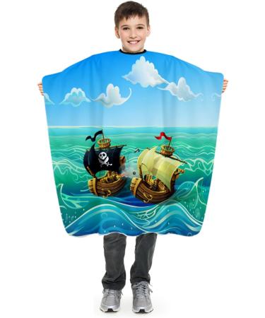 Barber Flow Battleship Hair Cutting Kids Cape | Adjustable Elastic Neckband Closure | Kids Size - Buy Online on GoSupps.com