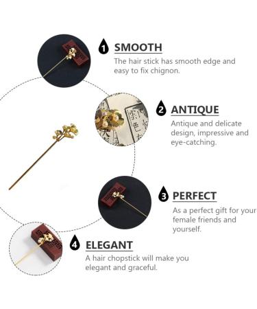 Lurrose Womens Hair Accessories Pearl Flower Hair Stick Chinese Hair Chopsticks Hair Pin Updo Chignon Pin Hair Styling Hair Making Accessories for Women Golden Chinese Hair Sticks - Buy Online on GoSupps.com