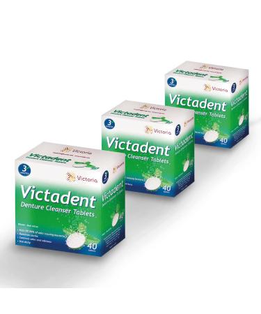 (3 Pack) Victadent Denture Retainer & Mouth Guard Cleanser Tablets. Removes Plaque and Odor in Just 3 Min. 120 Day Supply (120 Tablets) - USA Formulated
