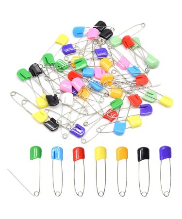 Hocansen 50Pcs Diaper Pins 2 Inch Baby Safety Pins Stainless Steel Nappy Pins Plastic Head Cloth Pins with Safe Locking Closures Colour Random (Colour/DT)