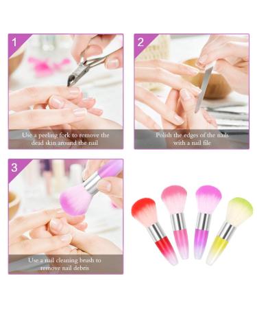Nail Powder Brush Set - 4 Pcs Nail Dust Cleaner Brushes for UV Gel & Acrylic Nails | Nail Art Essentials in Red Pink Purple & Green - Buy Online on GoSupps.com
