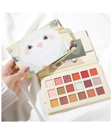 JOYTILLGU Beauty Palette 18 Colors Eyeshadow Palette Lazy Cat Animal Eye Shadow Matte Palette Cosmetic Shine Eye Beauty Makeup Glitter Eyeshadow Palette18 colors