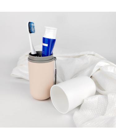 Travel Toothbrush Holder Set for Couples - Portable Multifunctional Toothbrush and Toothpaste Case for Camping Business Trips & School - Pink/White - Buy Online on GoSupps.com