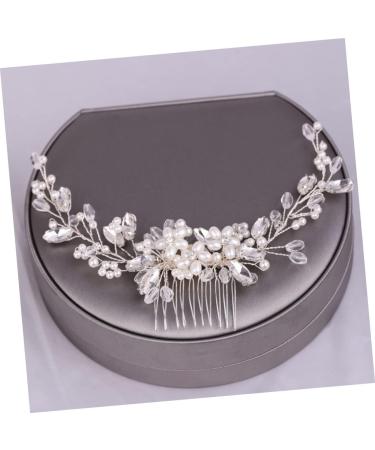FRCOLOR Pearl Comb Bride Headdress Alloy Hair Comb Decorative Hair Combs Bridal Hair Clip Pearl Floral Hair Barrette Bride Hair Accessory Pearl Hair Pin White Hair Accessories Rhinestones - Buy Online on GoSupps.com