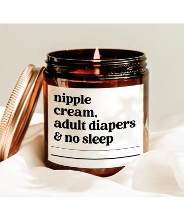 Generic Nipple Cream Adult Diapers and No Sleep Candle New Mom Gift Baby Shower Candle Mum to Be Candle