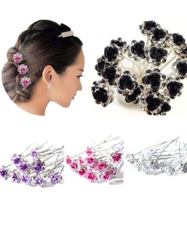 Frcolor 20pcs Wedding Bridal Rhinestone Hairpins | Beautiful Purple Crystal Flower Hair Accessories - Buy Online on GoSupps.com