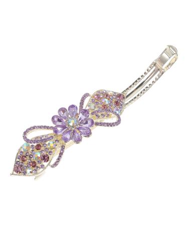 Housoutil Temperament Hair Clip Hair Clips for Thick Hair Barrettes for Women Hair Accessories for Women Barrettes for Thick Hair Mother Style Rhinestones Miss Purple Ponytail