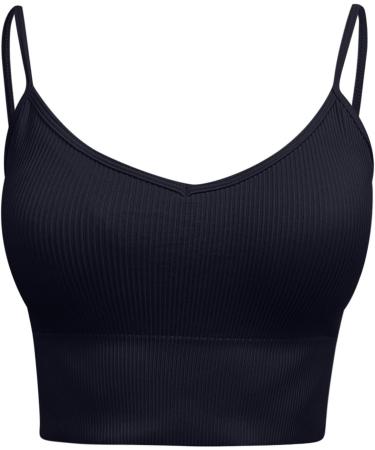 Shop Women's Crossback Sports Bra - Padded Back-Free Adjustable Fitness Top | Ribbed & Stylish Gym BH in Black - Buy Online on GoSupps.com