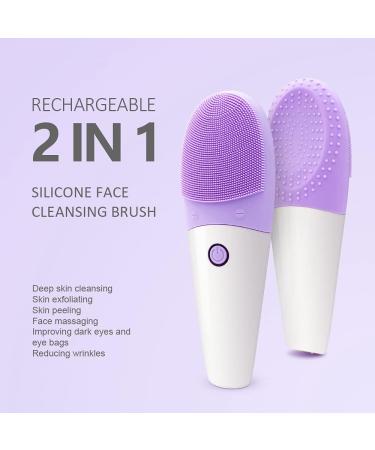 Handy Face Cleansing Brush | Silicone Facial Scrub Massager for Deep Cleansing Makeup Removal & Blemish Control - Purple - Buy Online on GoSupps.com