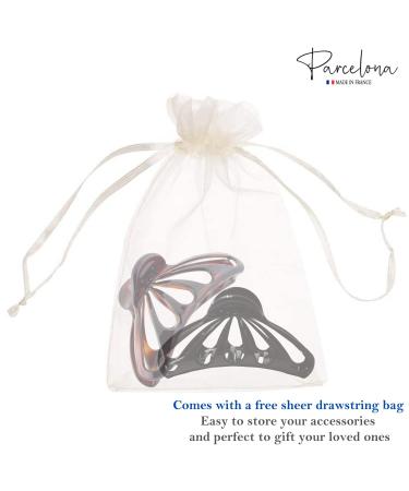 Parcelona French Raindrop Large Celluloid Claw Clips Set of 2 - Tortoise Shell-Black - Buy Online on GoSupps.com