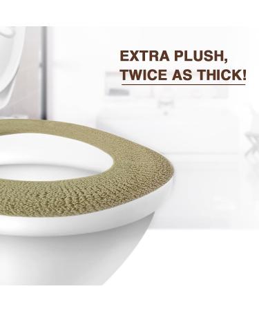 Warm-n-Comfy Plush Toilet Seat Cover - Round & Elongated 14x18 - Machine-Washable - Frost Gray - Buy Online on GoSupps.com