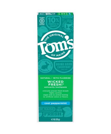 Tom's of Maine Natural Wicked Fresh Fluoride Toothpaste Cool Peppermint 4.70 oz (Pack of 4)
