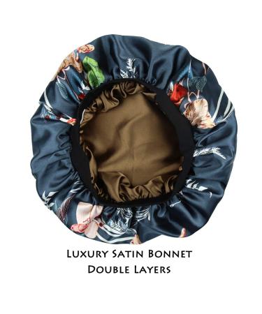 Silk Satin Blue-green Pattern Night Cap for Short Hair Women - Breathable Head Wrap Tam Hat - Buy Online on GoSupps.com