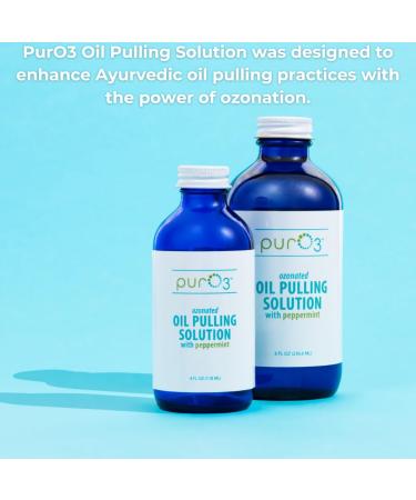 PurO3 Ozonated Oil Pulling Solution - Organic Coconut Oil for Teeth & Gums Non-Toxic with Peppermint 8 oz - Pure Ozone Infused Oral Care - Buy Online on GoSupps.com