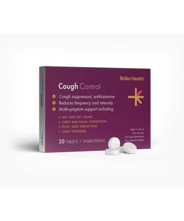 Cough Control - 20 Tablets - Homeopathic Wet & Dry Cough Medication - Clinically-Proven Wet & Dry Cough Relief - Multi-Symptom Support - for Adults & Children