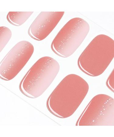 DANNI & TONI 28 Stickers Semi Cured Nail Wraps Soft Self-Adhesive Gel Nail Stickers Salon-Quality Gel Nail Polish Strips Manicure Stickers Set (Strawberry Daiquiri)