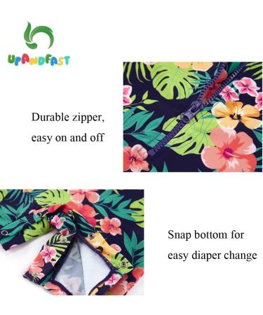 UPF 50+ Navy Flower Baby Girls Swimsuit with Snap Bottom | 12-18 Months | UV Sun Protection - Buy Online on GoSupps.com
