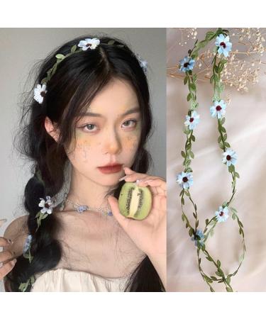 Flower Crown Floral Wreath Flower Headbands Floral Garland Headbands Boho Flower Head Bands Hair Wreath Headpiece Headdress for Women Girls Festival Wedding Party(Small Blue flower) - Buy Online on GoSupps.com