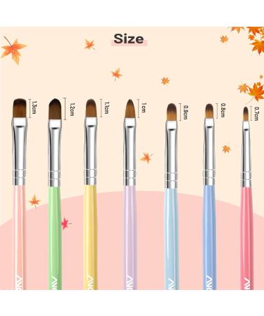 ANGNYA 7Pcs Nail Art Brush Set - Gel Nail Brushes for Nail Art Design and Painting - Ideal for Poly Gel and Acrylic Application - 7 Colors Available - Buy Online on GoSupps.com