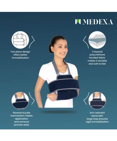 Shoulder Immobilizer Arm Sling - Adjustable Compression Brace for Clavicle Support & Post-Surgery Recovery | Pain Relief for Shoulder Injuries & Tendonitis | Unisex Design - Buy Online on GoSupps.com