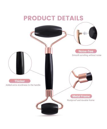 ZEEBA Natural Jade Face Roller and Gua Sha Set for Beauty Skin Care - Black - Buy Online on GoSupps.com