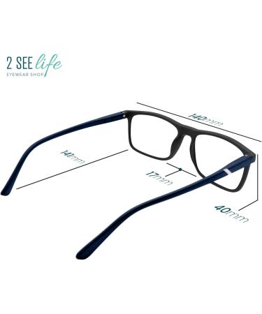 Premium Blue Light Reading Glasses for Men - Stylish & Durable 1.5x Blue Frame Readers - Comfortable for All Face Shapes - Buy Online on GoSupps.com