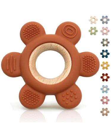 Caja Beißring Baby - Zahnungshilfe - Bitering Flower - Footy - Toughs - Nursing - Accessories silicone for babies from 3 months (chocolate)
