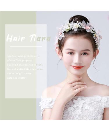 Pink Flower Girl Hair Accessories | Leaf Headband for Weddings & Birthdays | Princess Costume Headgear - Buy Online on GoSupps.com