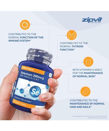 Selenium 200mcg with Vitamins ACE 180 Vegan Tablets High Strength Selenium Supplement Supports Hair and Nails Immune System and Thyroid Function 6 Month Supply UK Supplier - Buy Online on GoSupps.com