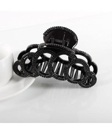 Fodattm Large Elegant Fancy Rhinestones Hair Claw Clip - Crystal Jaw Clip for Women (Black) - Buy Online on GoSupps.com