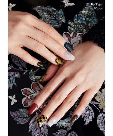 ohora Semi Cured Gel Nail Strips (N Hip Tiger) - Salon-Quality, Long Lasting, Easy to Apply & Remove - Includes Prep Pads, Nail File & Wooden Stick - Buy Online on GoSupps.com