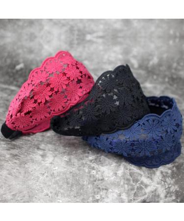 FZBNSRKO 5 Pcs Wide Lace Headband for Women and Girls - Non-Slip Floral Lace Headbands in Random Colors - Buy Online on GoSupps.com