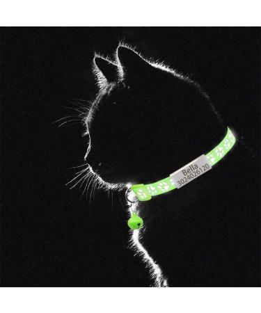 Senristar Personalized Reflective Cat Collar 2-Pack | Custom Breakaway Collars with Name Tag & Bell | Anti-Loss Design for Cats (20-28 cm) - YG Green - Buy Online on GoSupps.com
