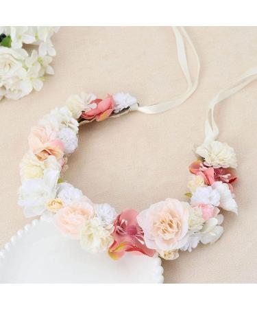 IYOU Boho Flower Wreath Crown Yellow Headpiece Floral Garland Headband Beach Communion Hair Wreath Accessories for Flower Girls - Buy Online on GoSupps.com