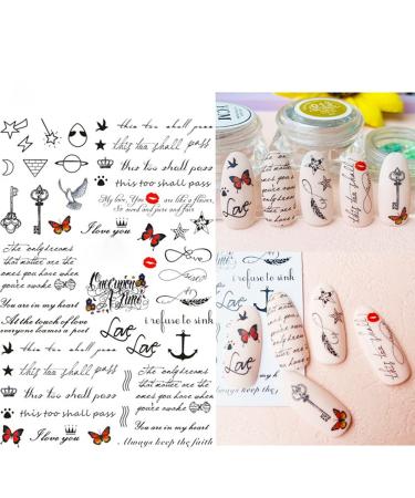 Letter Nail Art Stickers - 3D Self-Adhesive Alphabet Decals for Designer Manicure Tips - 8 Sheets English Letters & Words Design - Nail Decoration for Women & Girls - Buy Online on GoSupps.com