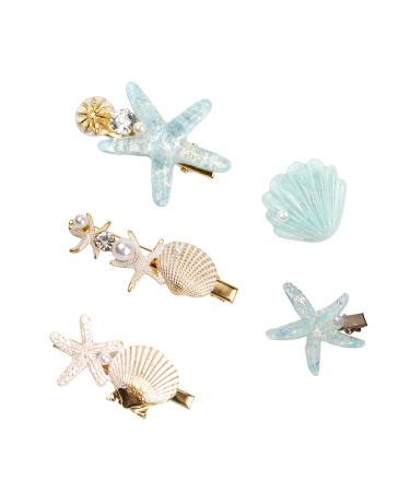 Shell Pearl Starfish Hair Clip Set for Women Girls  Princess Alligator Hair Clips  Ladies and Girls Headwear Styling Tools Hair Accessories
