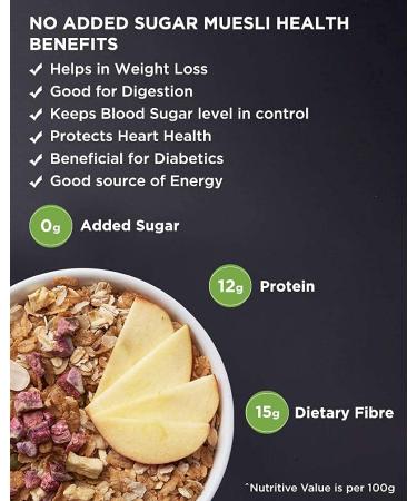 True Elements Sugar Free Muesli 1kg - High Protein Breakfast Cereal | No Added Sugar - Buy Online on GoSupps.com