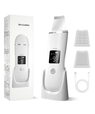 Face Scrubber Skin Spatula - Huihuii Blackhead Remover with 4 Modes Pore Extractor Face Spatula Deep Cleansing for Facial Skin Care White