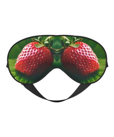 Strawberry Print Night Blackout Eyeshade with Elastic Strap Fit Shift Work Nap Travel Relaxing
