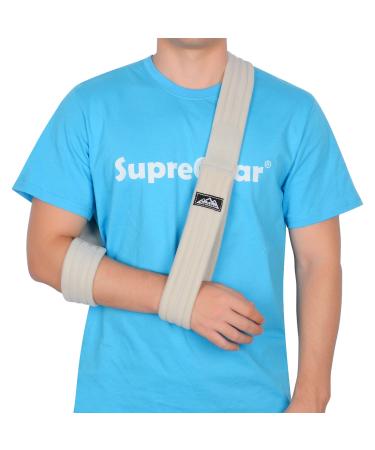 supregear Arm Sling Adjustable Lightweight Comfortable Shoulder Immobilizer Arm Sling Breathable Medical Shoulder Support for Injured Arm Hand Elbow 71 inch (Grey)