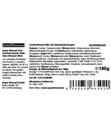 Super Sprinkle Gold Glitter Sugar Ball Mix | Edible Cake Decor for Christmas & Spring | 180g Tortendendeco - Buy Online on GoSupps.com