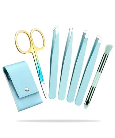 Tweezers Set 6 Pcs Eyebrows Tweezers Professional Facial Hair Eyebrow Grooming Kit Tweezers for Women Curved Eyebrow Scissor for Ingrown Hair with Leather Case 6 in 1 - Buy Online on GoSupps.com