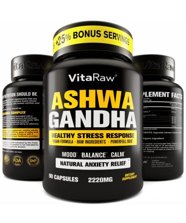 -                 Organic Ashwagandha Capsules - Ashwagandha Root Powder - Mood Support - Stress Relief Support Supplement - Valerian Root  KSM 66 Ashwagandha  Artichoke Leaf