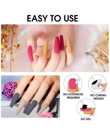 ROSALIND 500PCS Matte Press on Nails Set - 10 Colors Medium Long Fake Nails with Glue for Women and Girls - Buy Online on GoSupps.com