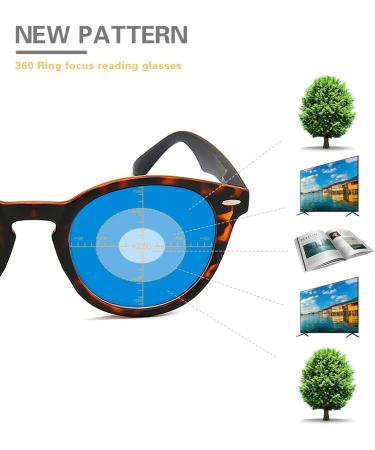 Miryea 360 Ring Focus Progressive Multifocus Reading Glasses - Anti-Blue Light Retro Computer Readers Black 3.0x - International Shipping Available - Buy Online on GoSupps.com