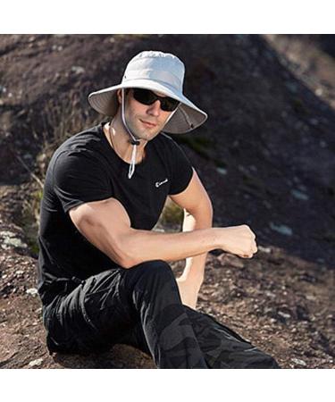 UPF 50+ Waterproof Breathable Wide Brim Sun Hat for Men/Women - Grey - Buy Online on GoSupps.com