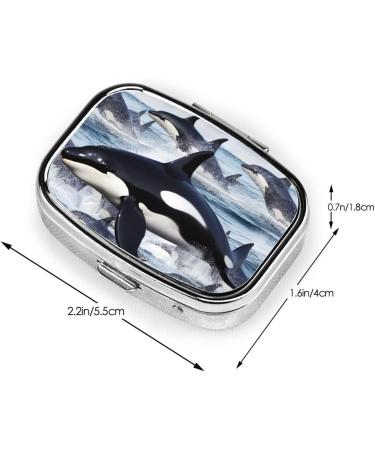Killer Whale 2 Compartment Pill Case - Cute Travel Pill Organizer for Purse & Gifts - Buy Online on GoSupps.com