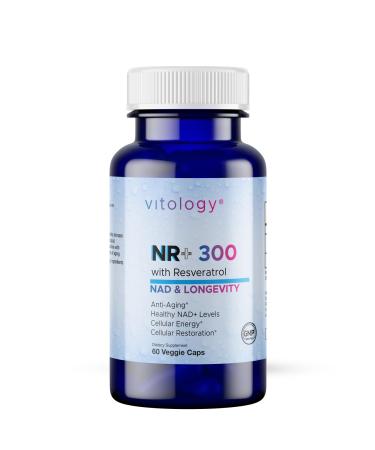 Vitology NR+ 300 | Nicotinamide Riboside 300mg with Resveratrol 50mg | Supports NAD+ Levels, Cellular Energy & Healthy Aging | 60 Capsules