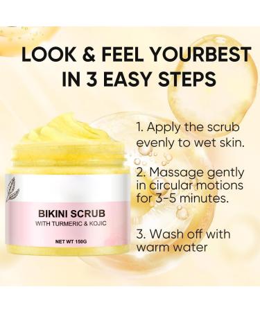 Bikini Area Exfoliating Body Scrub for Women Turmeric Sugar Scrub Exfoliator Deep Cleansing Skin for Bikini Area Smoothing Moisturizing Sugar Scrub for Bikini Area-All Skin Types - Buy Online on GoSupps.com