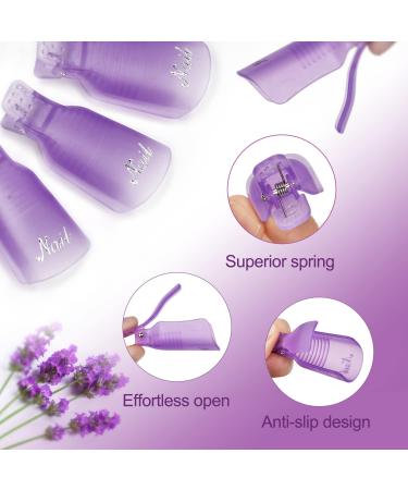 Gel Nail Polish Remover Clips Set with Nail Wipes, Cuticle Kit, Nail Brush, and Files - 10pcs Purple Kit for Easy and Efficient Nail Polish Removal - Buy Online on GoSupps.com